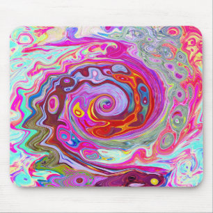 Groovy Abstrakt Retro Shock rosa och Blue Swirl Musmatta