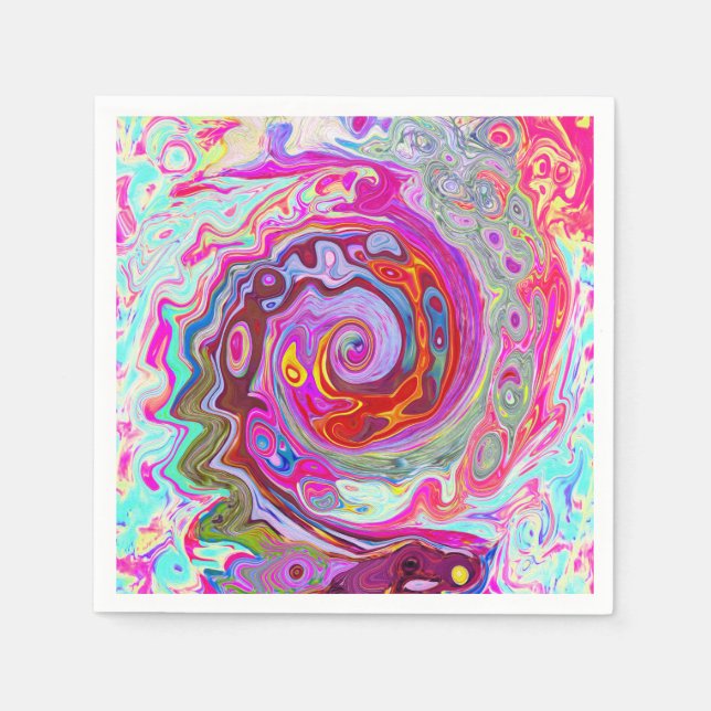 Groovy Abstrakt Retro Shock rosa och Blue Swirl Pappersservett (Framsidan)