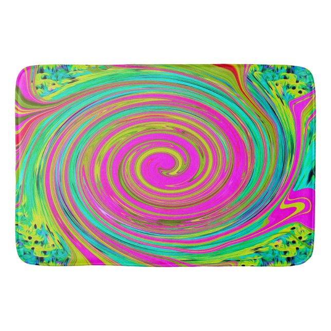 Groovy Abstrakt Rosa och turkos Swirl Badrumsmatta (Framsidan)