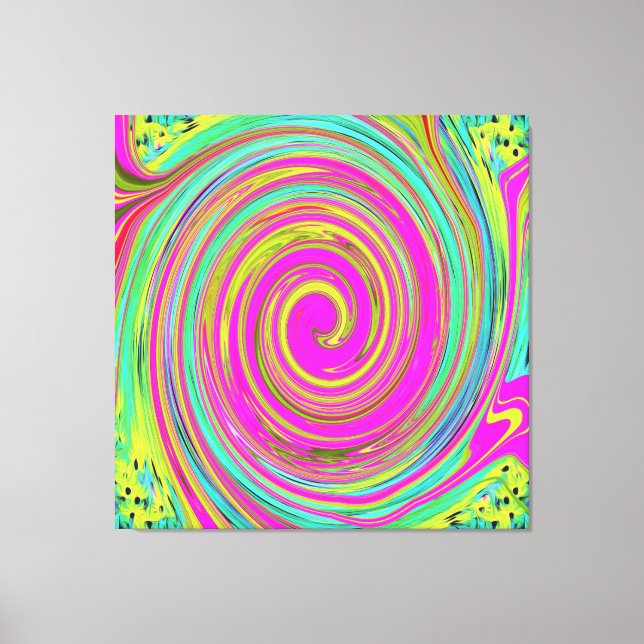 Groovy Abstrakt Rosa och turkos Swirl Canvastryck (Framsida)