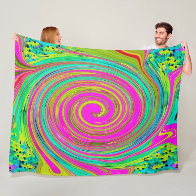 Groovy Abstrakt Rosa och turkos Swirl Fleecefilt (På plats)