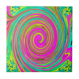 Groovy Abstrakt Rosa och turkos Swirl Kakelplatta