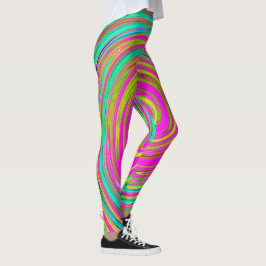 Groovy Abstrakt Rosa och turkos Swirl Leggings