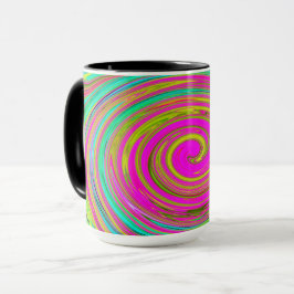 Groovy Abstrakt Rosa och turkos Swirl Mugg
