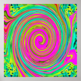 Groovy Abstrakt Rosa och turkos Swirl Poster