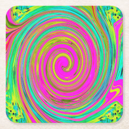 Groovy Abstrakt Rosa och turkos Swirl Underlägg Papper Kvadrat
