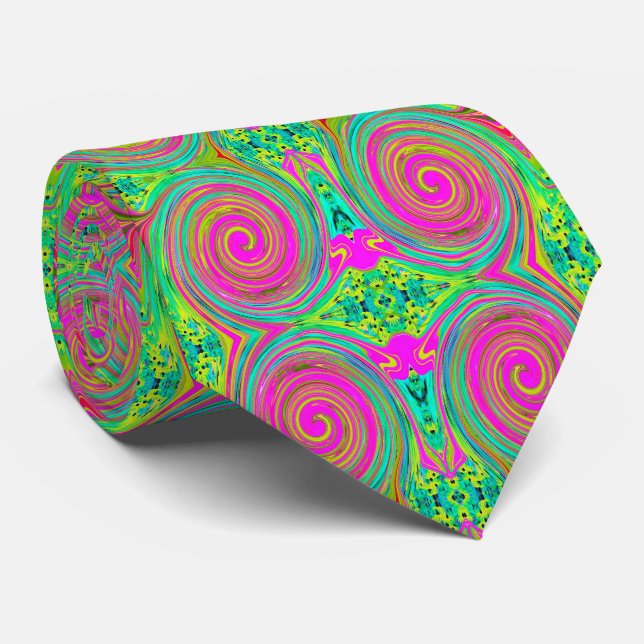 Groovy Abstrakt Rosa och Turkos Virvel Slips (Rullad)
