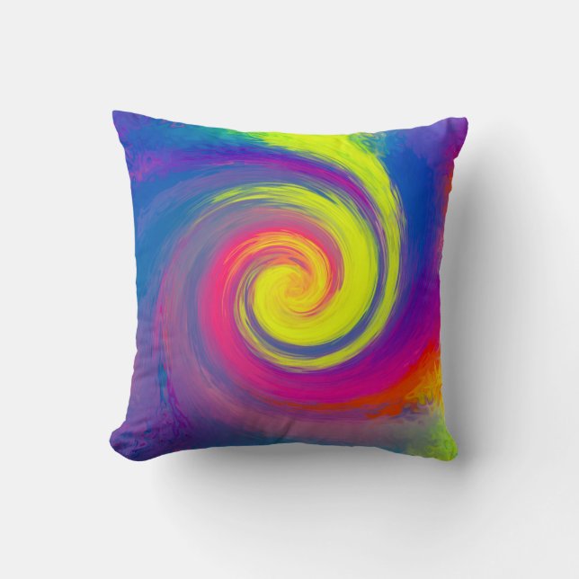 Groovy Abstrakt Spiral Swirl Kudde (Framsida)