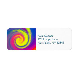 Groovy Abstrakt Spiral Swirl Returadress Etikett