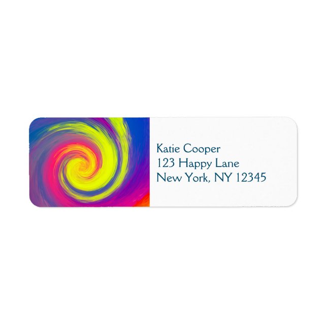 Groovy Abstrakt Spiral Swirl Returadress Etikett (Framsidan)