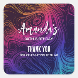 Groovy Abstrakt Swirls and Circles Coola Party Fyrkantigt Klistermärke