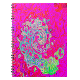 Groovy Abstrakt Teal Blue och Red Swirl Anteckningsbok