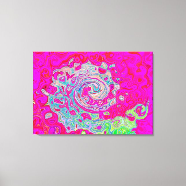 Groovy Abstrakt Teal Blue och Red Swirl Canvastryck (Framsida)