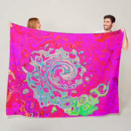 Groovy Abstrakt Teal Blue och Red Swirl Fleecefilt