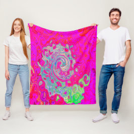 Groovy Abstrakt Teal Blue och Red Swirl Fleecefilt