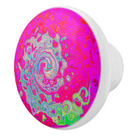 Groovy Abstrakt Teal Blue och Red Swirl Knopp