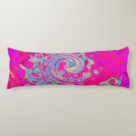 Groovy Abstrakt Teal Blue och Red Swirl Kroppskudde