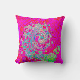 Groovy Abstrakt Teal Blue och Red Swirl Kudde