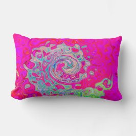 Groovy Abstrakt Teal Blue och Red Swirl Lumbarkudde