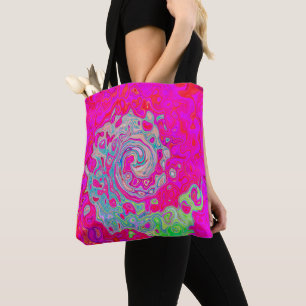 Groovy Abstrakt Teal Blue och Red Swirl Tygkasse