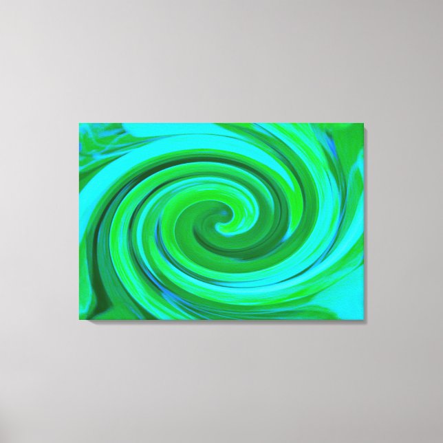Groovy Abstrakt Turcos Liquid Swirl Painting Canvastryck (Framsida)