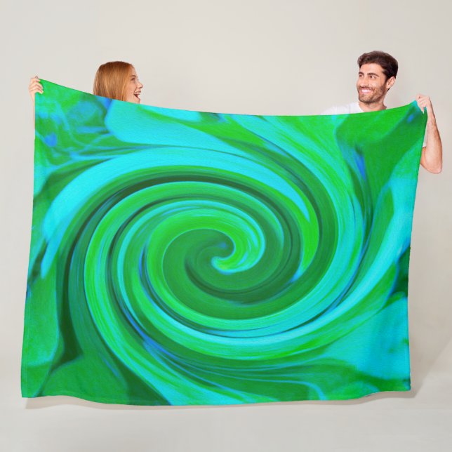 Groovy Abstrakt Turcos Liquid Swirl Painting Fleecefilt (På plats)