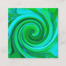 Groovy Abstrakt Turcos Liquid Swirl Painting Fyrkantigt Visitkort