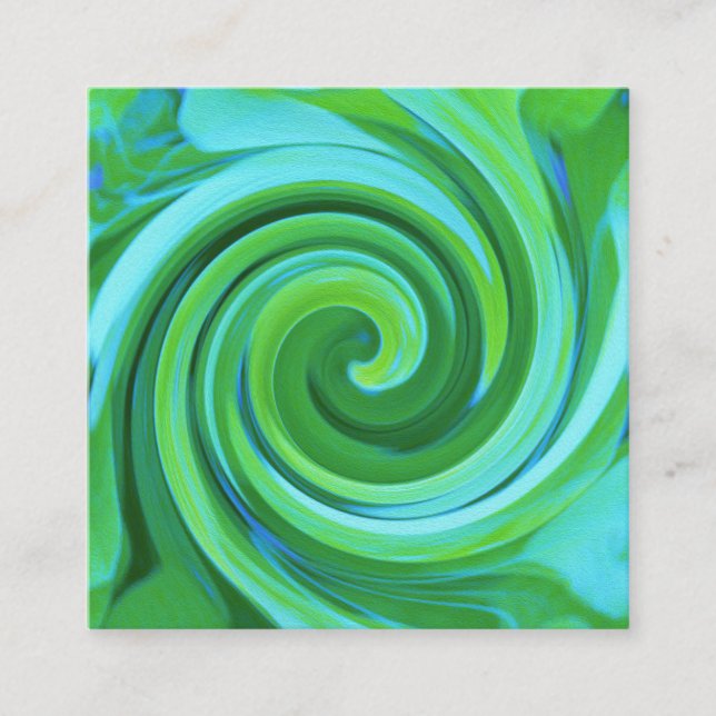 Groovy Abstrakt Turcos Liquid Swirl Painting Fyrkantigt Visitkort (Framsida)
