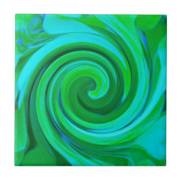 Groovy Abstrakt Turcos Liquid Swirl Painting Kakelplatta