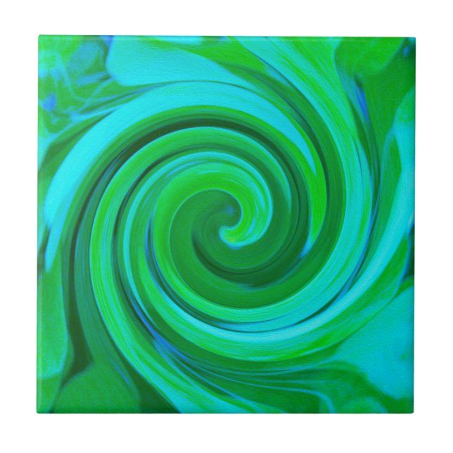 Groovy Abstrakt Turcos Liquid Swirl Painting Kakelplatta (Framsidan)