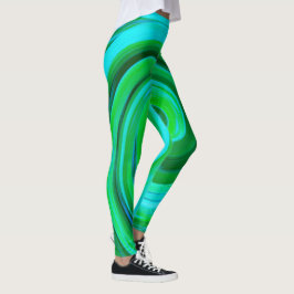 Groovy Abstrakt Turcos Liquid Swirl Painting Leggings