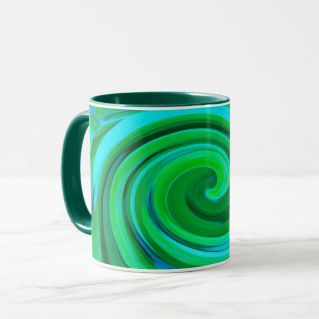 Groovy Abstrakt Turcos Liquid Swirl Painting Mugg (Framsida vänster)