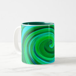 Groovy Abstrakt Turcos Liquid Swirl Painting Två-Tonad Mugg