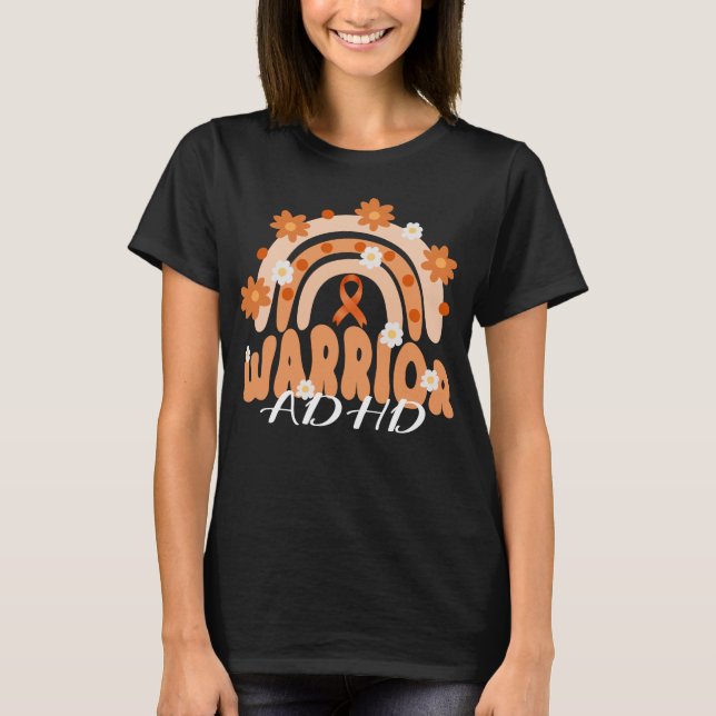 Groovy adhd warrio rainbow-blomma t shirt (Framsida)