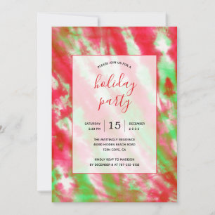 Groovy Akvarell Tie Dye Rolig Hippie Julfest Inbjudningar
