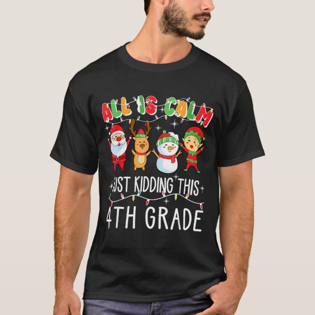 Groovy All Is Calm Just Kidding This Is 5th Grade  T Shirt (Framsida)