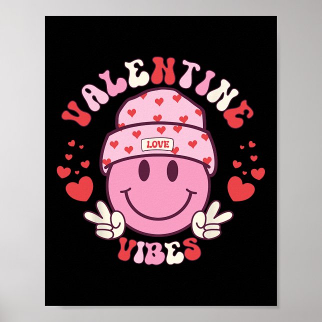 Groovy Alla Hjärtans Dag Vibbar Leende Ansikte All Poster (Framsidan)
