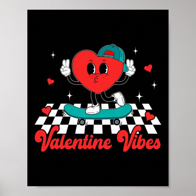 Groovy Alla Hjärtans Dags-vibbar Sött Hjärtan För  Poster (Framsidan)