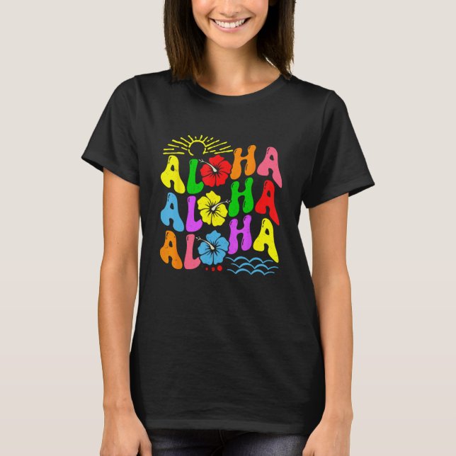 Groovy Aloha Hawaii Beach Summer Vacation Family C T Shirt (Framsida)