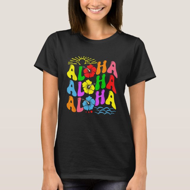 Groovy Aloha Hawaii Beach Summer Vacation Family C T Shirt (Framsida)