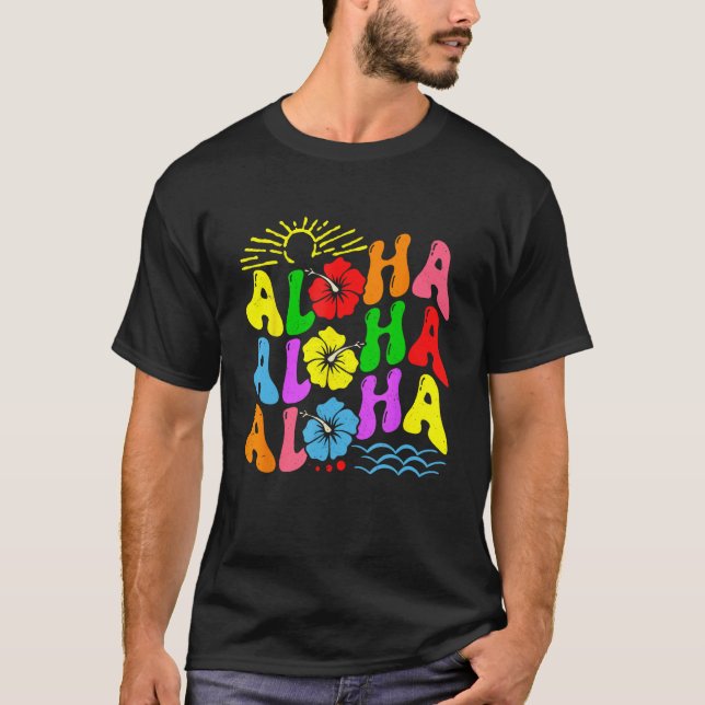 Groovy Aloha Hawaii Beach Summer Vacation Family C T Shirt (Framsida)