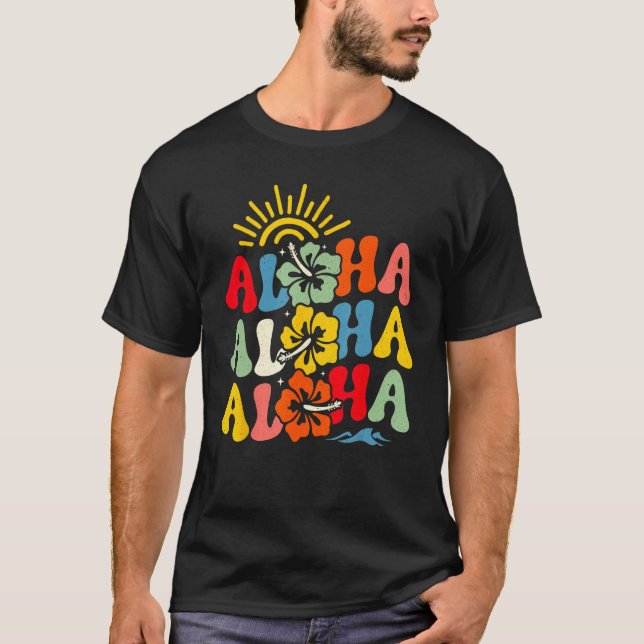Groovy Aloha Hawaii Hawaiian Beach Summer Vacation T Shirt (Framsida)