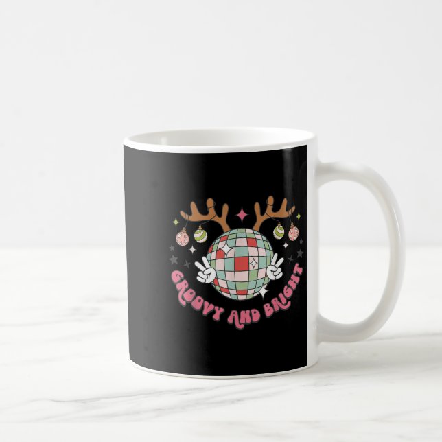 Groovy And Bright Merry Christmas Disco Ball Reind Kaffemugg (Höger)