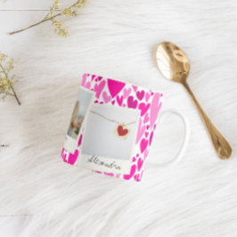 Groovy and Romantic Rosa Hearts Valentine Photo Kaffemugg