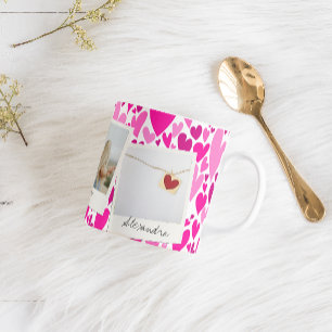 Groovy and Romantic Rosa Hearts Valentine Photo Kaffemugg