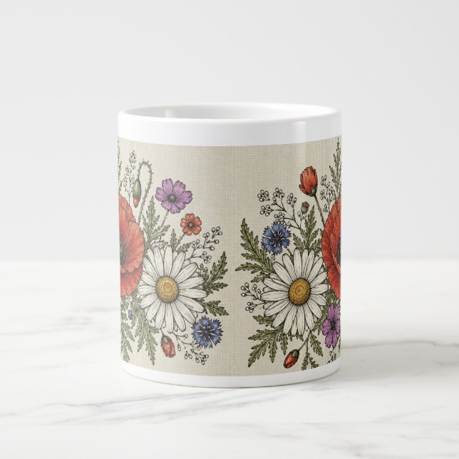Groovy äng med vilda blommor Jumbo-mugg Jumbo Mugg (Framsidan)
