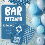 Groovy Anpassningsbar QR CODE Pub Bat mitzvah blå  Tilläggskort<br><div class="desc">Kort för perfektens hölje som ska medfölja med en pub eller bat mitzvah inbjudan! Hand skapade konst åt dig med en stjärnan av David och mönster på baksidan! FULLT ANPASSADE! Klicka på "Anpassa" ovan om du vill redigera texten. Klicka på "Redigera med verktyg" om du vill justera typsnitt, färg och...</div>
