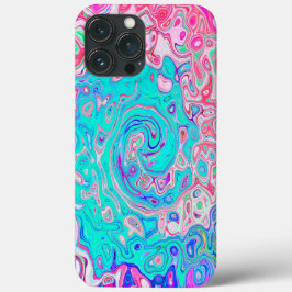 Groovy Aqua Blue och Rosa Abstrakt Retro Swirl