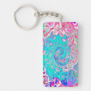 Groovy Aqua Blue och Rosa Abstrakt Retro Swirl