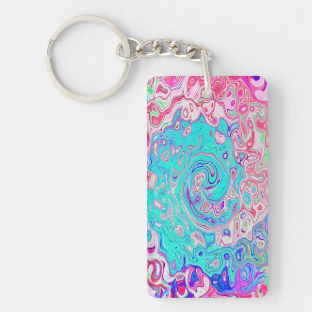 Groovy Aqua Blue och Rosa Abstrakt Retro Swirl (Framsidan)